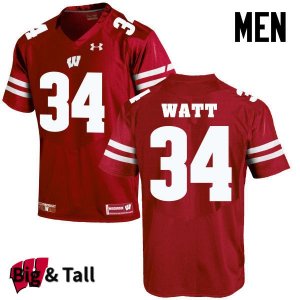 Men's Wisconsin Badgers NCAA #34 Derek Watt Red Authentic Under Armour Big & Tall Stitched College Football Jersey SG31H32HW